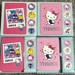 New 2 Sets of Hello Kitty greeting cards. Thank you & Smile w/ stickers.
